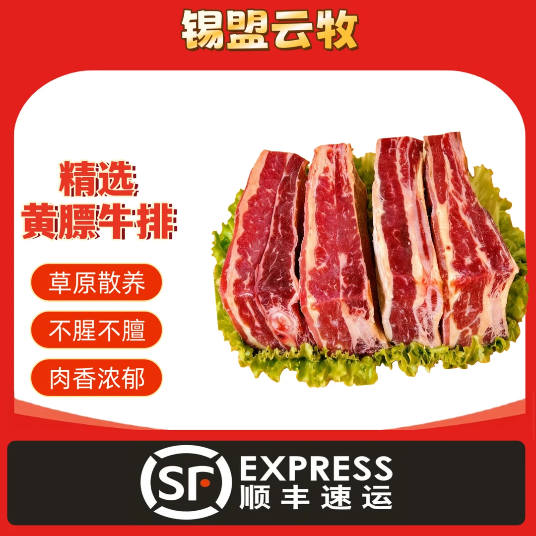 原切牛排直播间专属[内蒙古锡林郭勒盟]大草原散养原切黄膘牛肋排