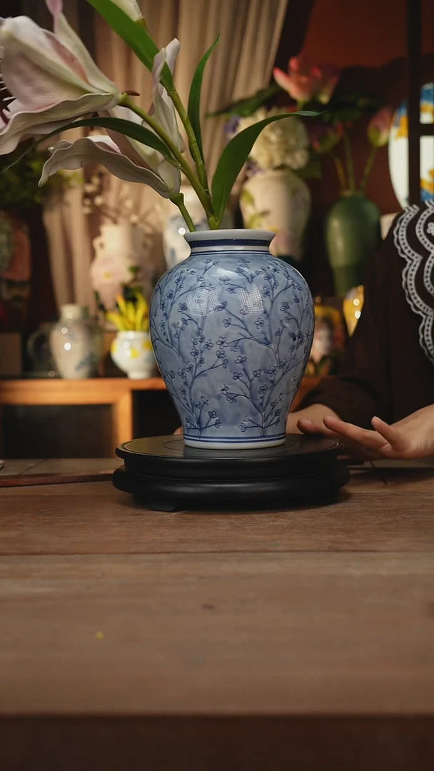 瓶景德镇手绘陶瓷花瓶摆件（高度，口径）手工陶瓷