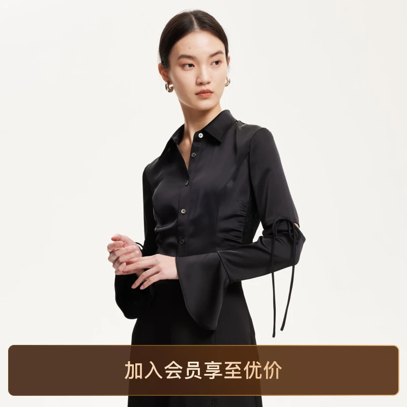 Vero Moda衬衫微透蕾丝镂空荷叶边袖口收腰高级感品质衬衣老钱风