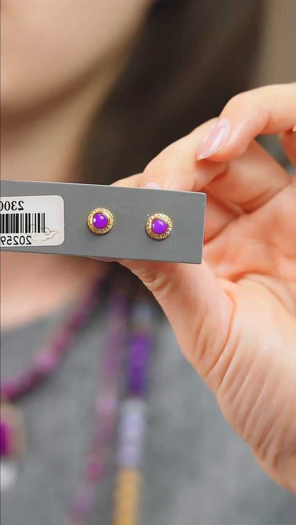 18K金镶嵌苏纪石（舒俱来）耳钉4