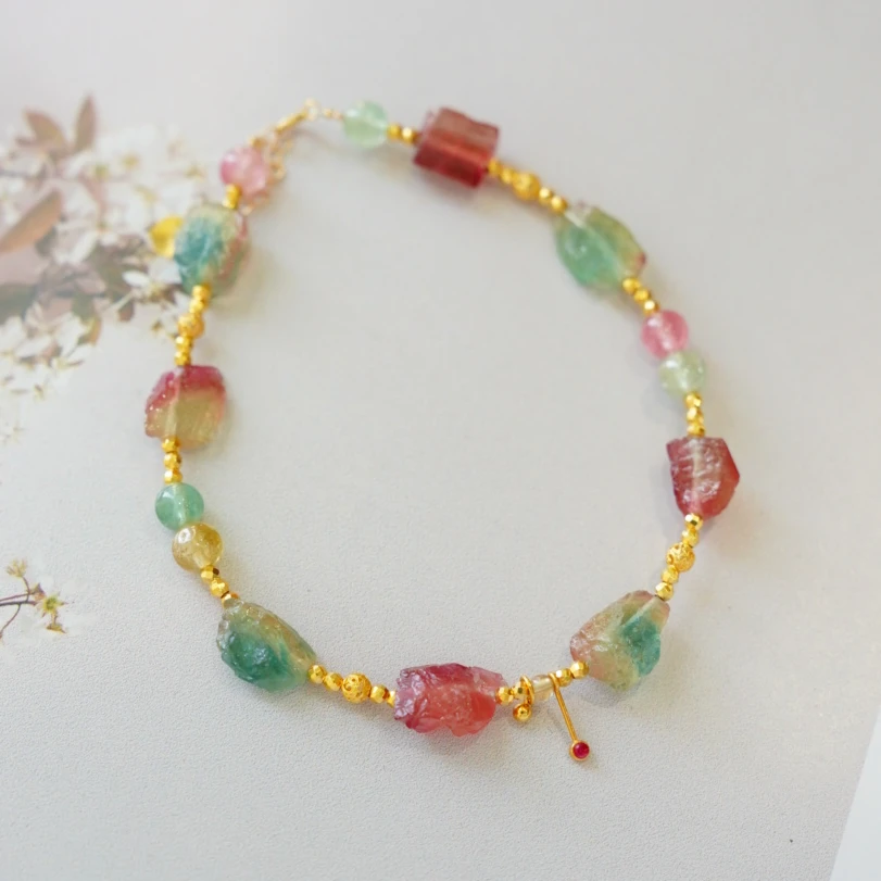 迷悟珠宝-18k金天然彩虹马卡龙碧玺