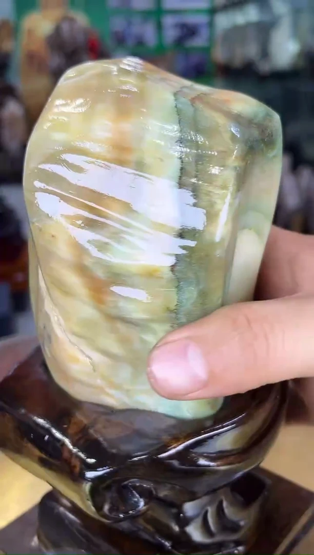 缅甸天然树化玉摆件