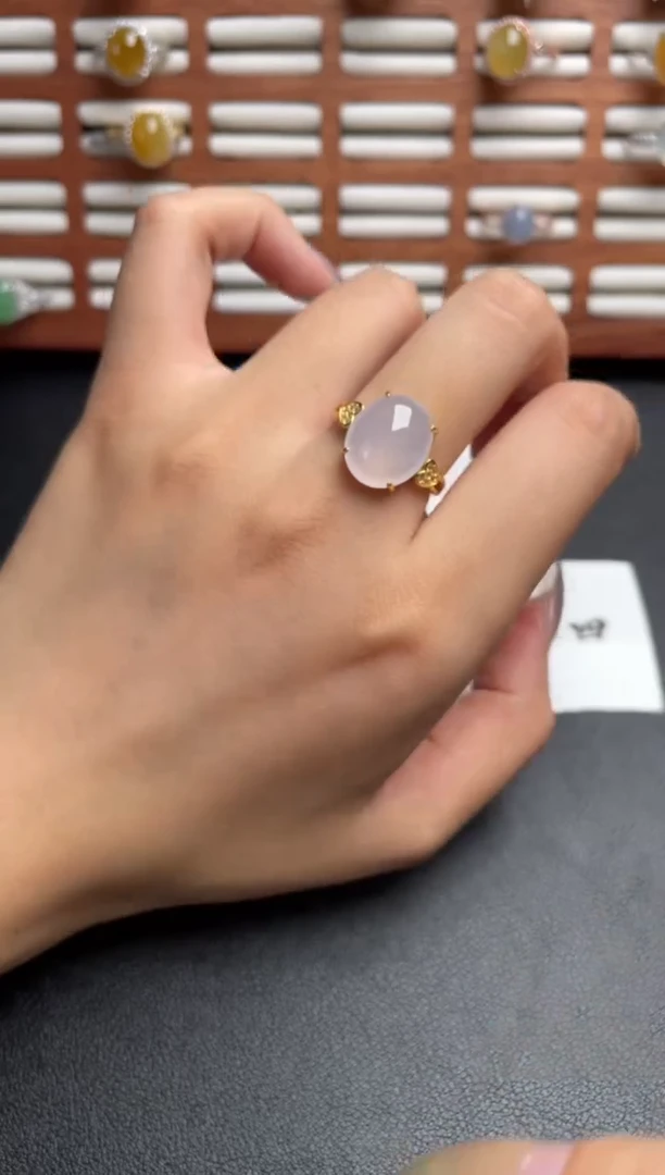 翡翠戒指银S925镶嵌一物一证一礼盒