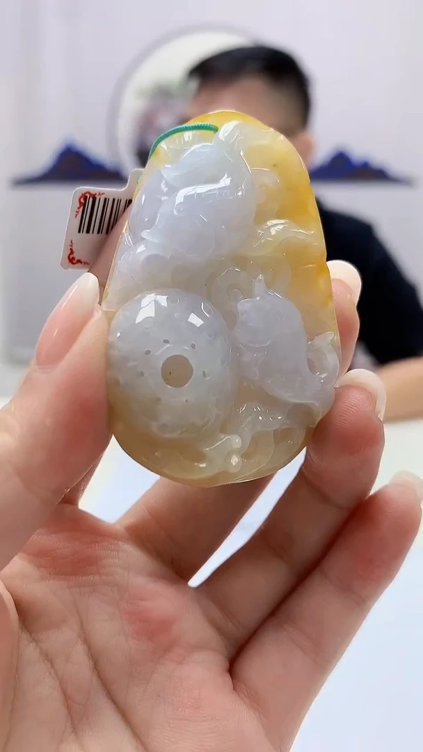 定制翡翠未镶嵌5124ms-毛货94荷叶鱼