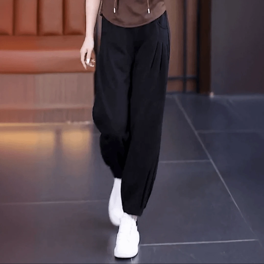 2025春秋新款束角裤高腰显瘦百搭时尚宽松束脚哈伦裤女