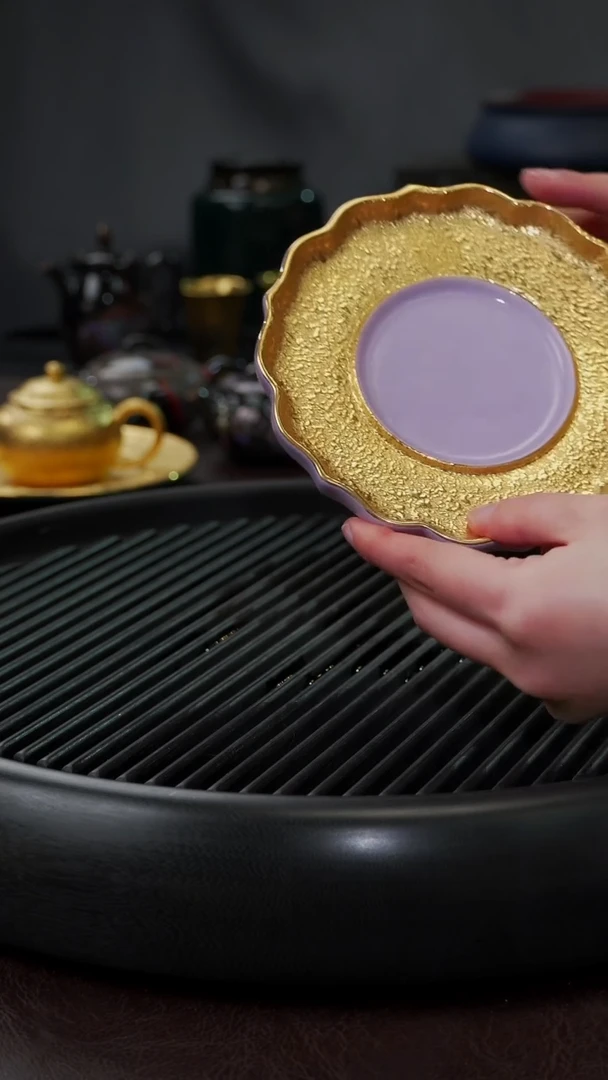 【闪购商品】杯【宜景窑烟幕紫鎏金系列】壶承