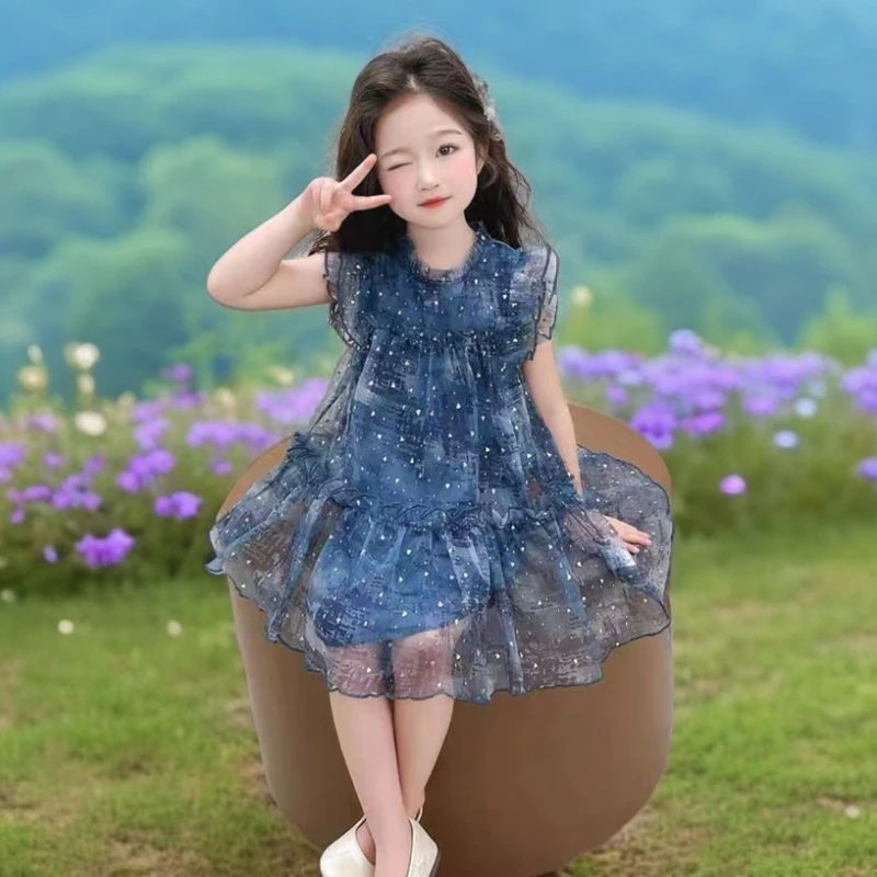 【AL】CL250118儿童蓝色公主纱裙洋气连衣裙夏装童装夏季裙子公主裙