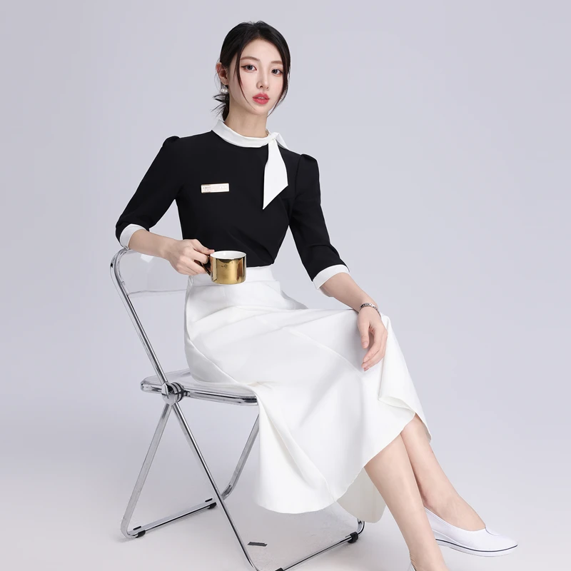 美容师工作服女秋冬季高端餐饮茶楼酒店咖啡馆顾问医疗美容院套裙
