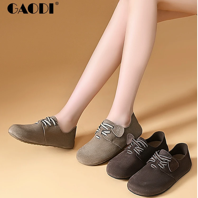 高蒂复古牛皮勃肯鞋2024秋新款舒适平底懒人鞋软木鞋243059-609