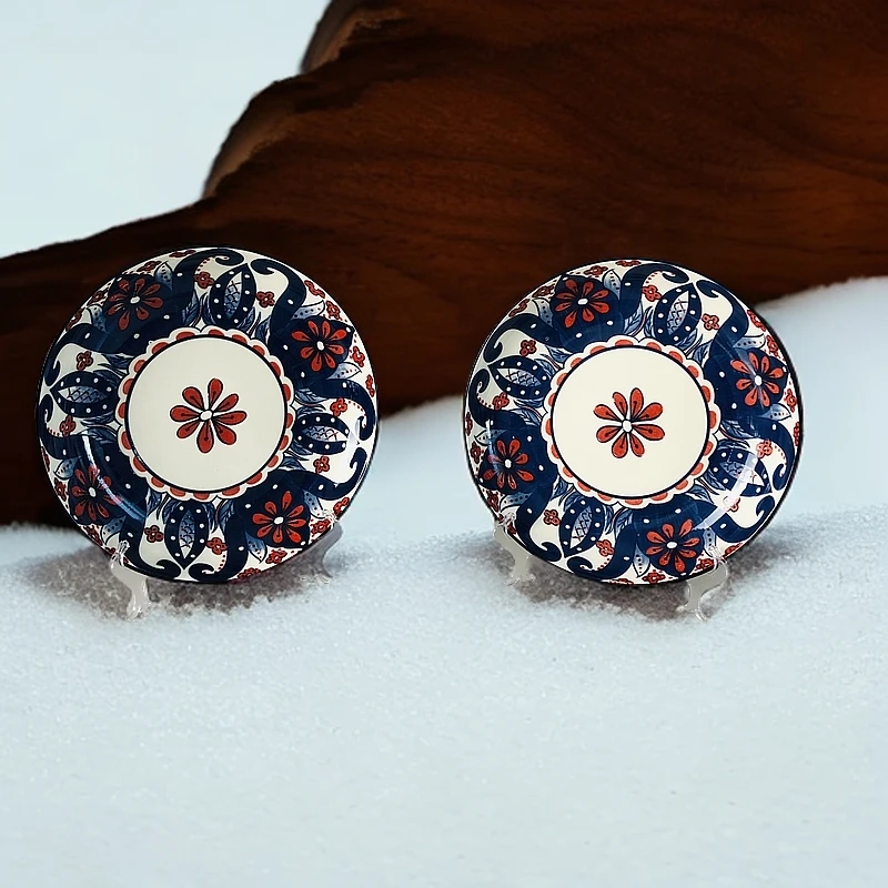 【新疆包邮】zhongpanji tahsa 2个蓝色花纹中盘鸡盘网红高档家用