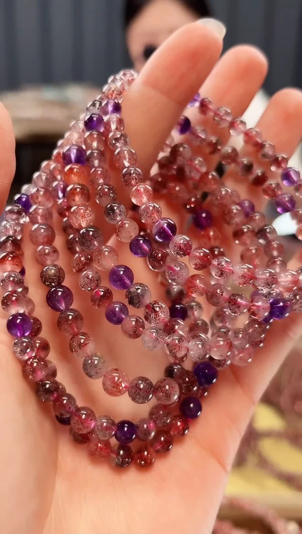 未镶嵌手串水晶桃花醉超七单圈手串5mm【多样性发一】