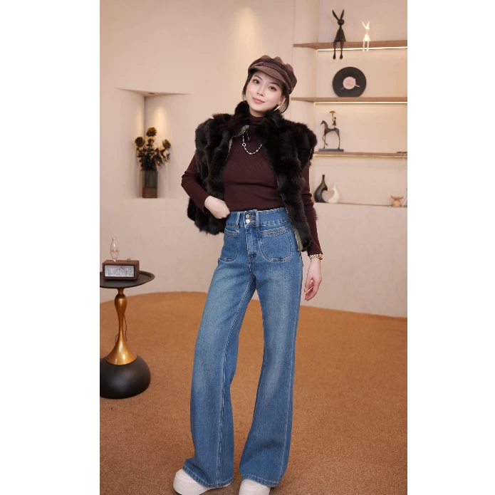 微喇四面弹牛仔裤女26年春窄版裤子女显瘦百搭88836Z