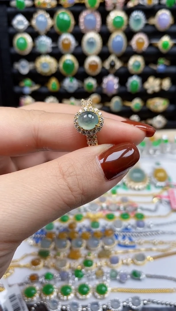 银S925镶嵌戒指翡翠9303