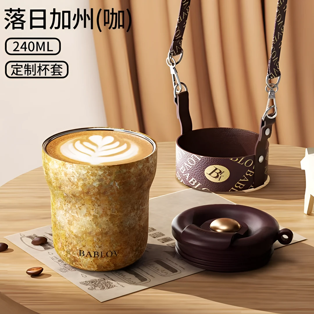 bablov花瓣森纯钛保温杯高颜值咖啡杯女水杯子外带随行杯便携钛杯