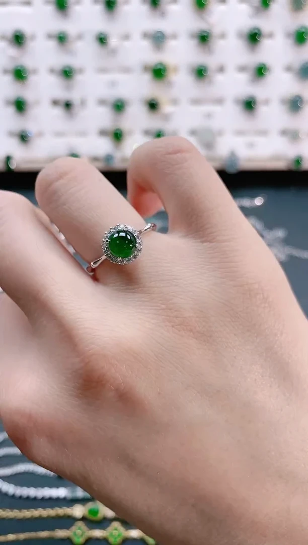 【闪购商品】翡翠戒指银S925镶嵌天然翡翠