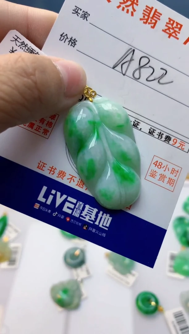 颈饰18K金镶嵌翡翠天然A货翡翠百元以上9元证书费自理