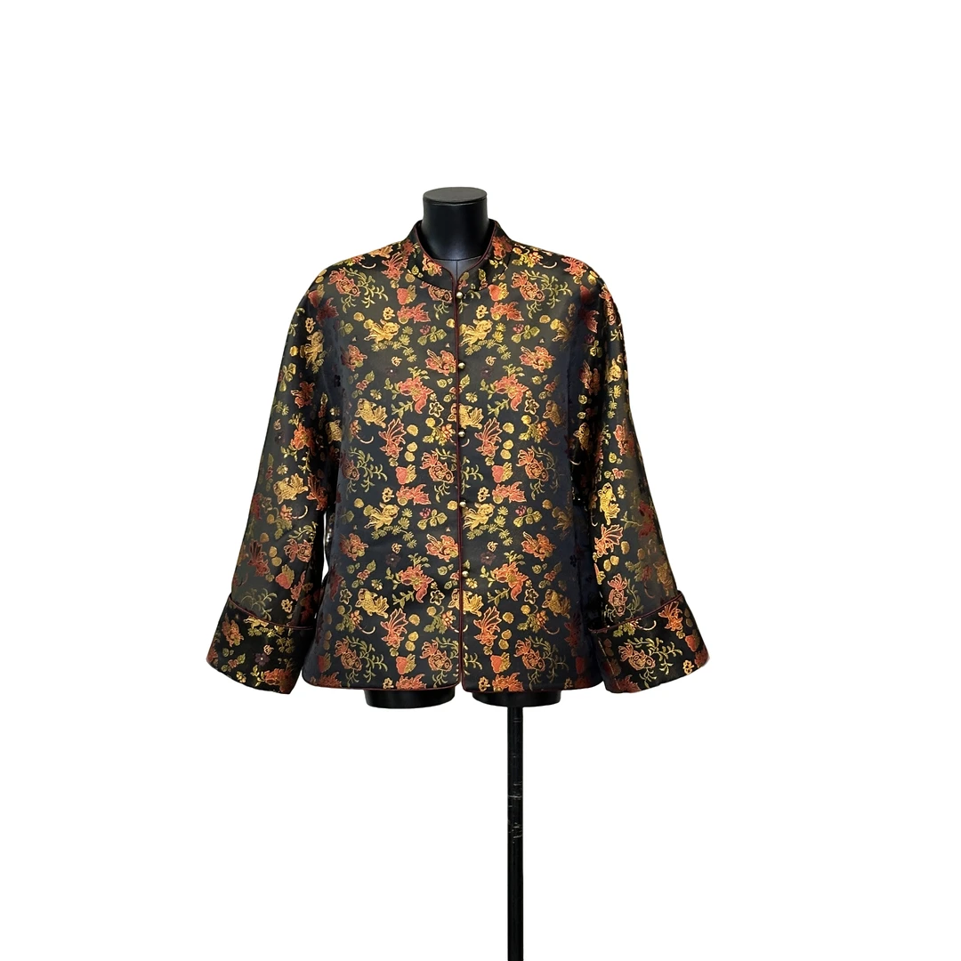 「利琪高订」国风锦鲤气质休闲百搭提花秋冬外套A5918