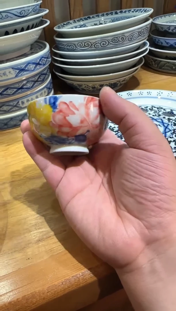 青花黄牡丹杯子手工
