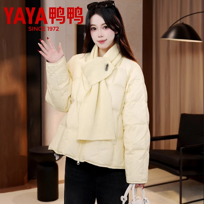 鸭鸭2025年新款连帽时尚百搭羽绒服鸭绒短款保暖外套XY