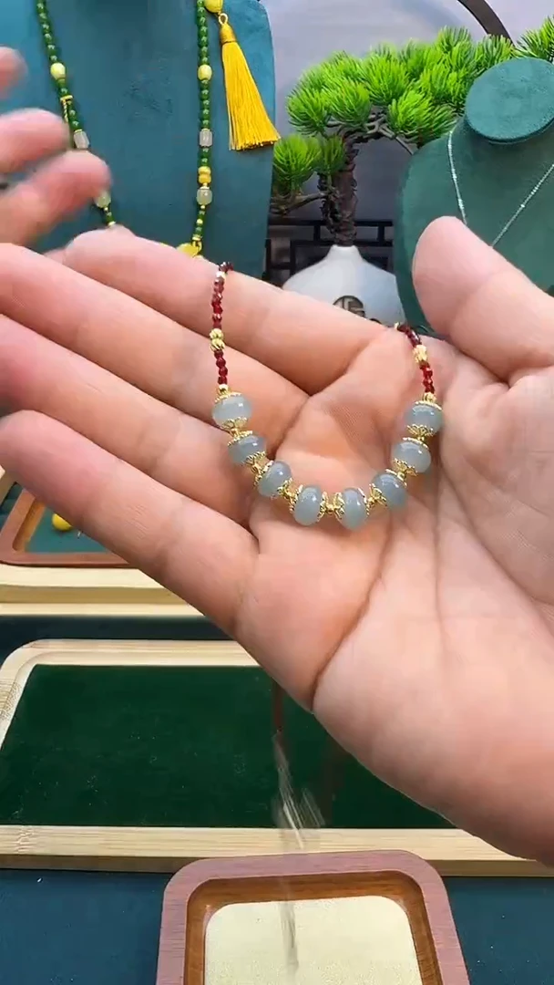 翡翠14K金镶嵌颈饰X817