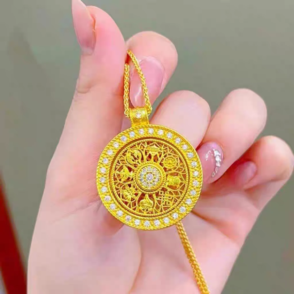 合金吊坠 时来运转镶钻黄金色罗盘项坠【1234】饰品