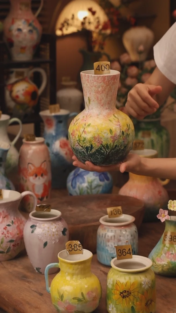 陶瓷400景德镇设计师手作花器摆件侘寂风