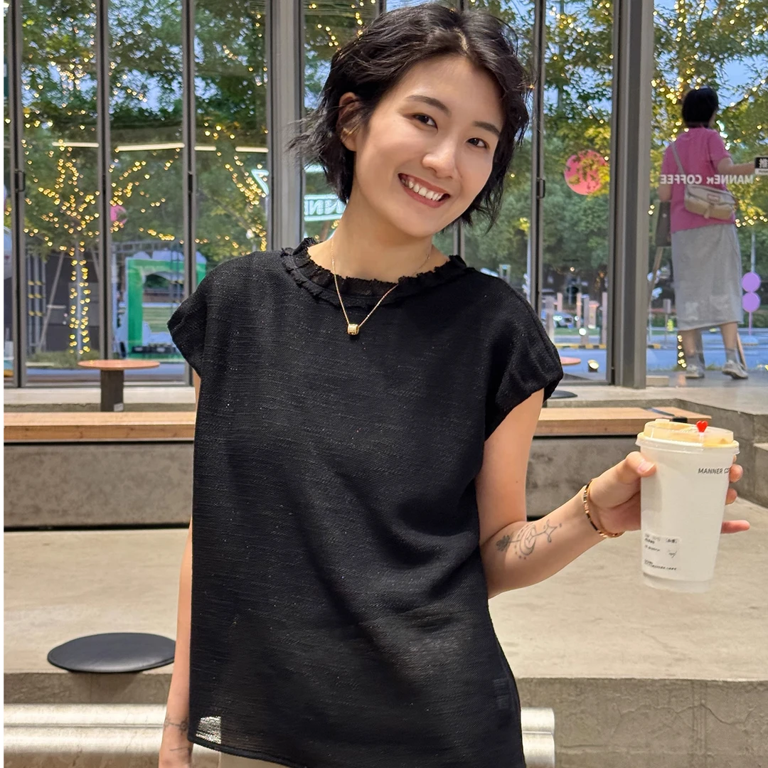 浪清/女装推荐 玉启娜独特别致显瘦上衣45003#2025夏新款宽松上衣