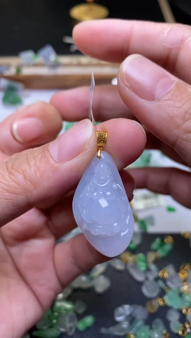 翡翠18K金镶嵌颈饰净货38282