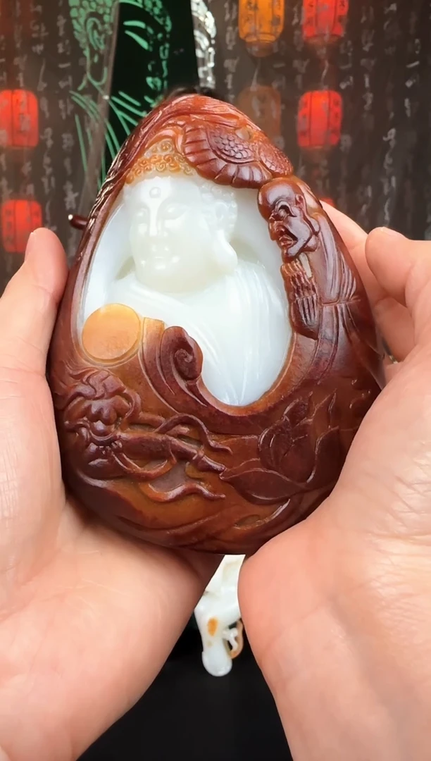 未镶嵌和田玉摆件佛观天下