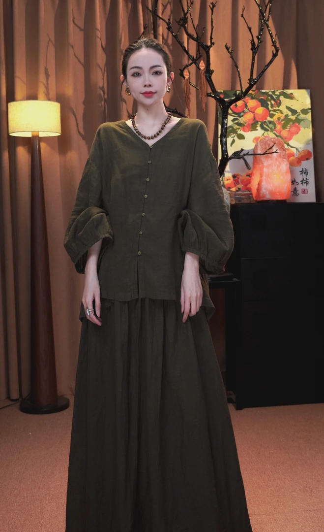 知否亚麻休闲套装（知源）