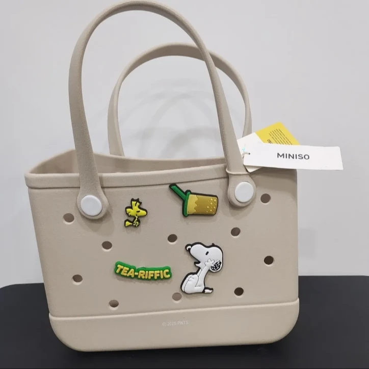 MINISO/名创优品史努比便当包洗澡包洞洞包防水菜篮花朵手提包