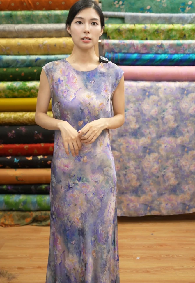 成衣【幽梦斜裁连衣裙】花漾布庄私人定制 【F096】