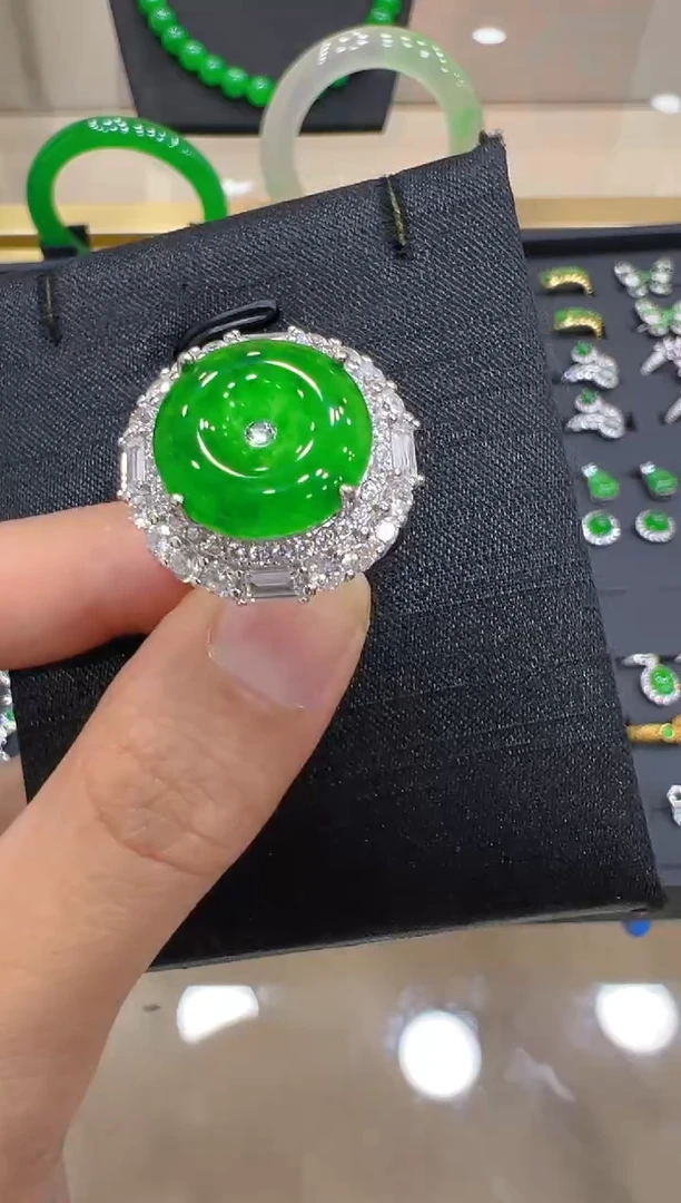翡翠戒指银S925镶嵌多样性团购发一件
