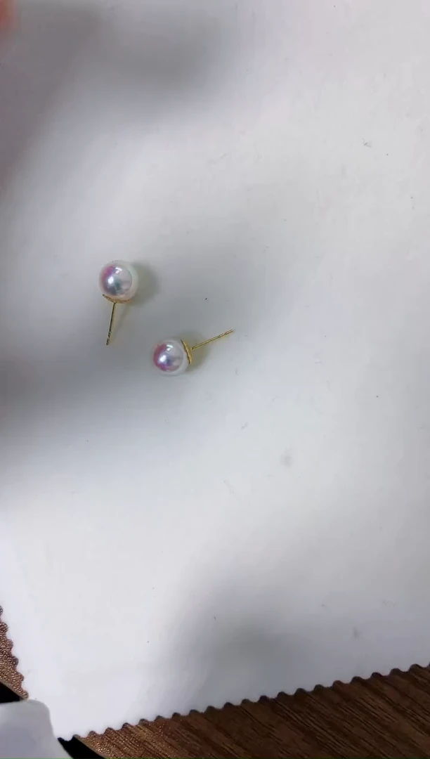 【闪购商品】海水珍珠饰品18K金镶嵌8-8.5素钉定制