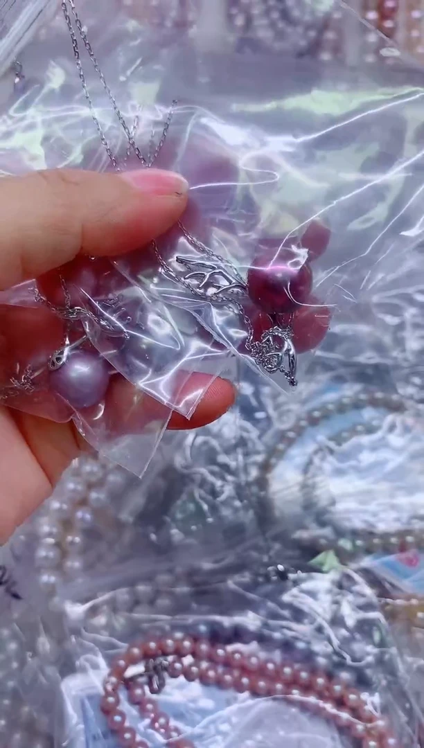 淡水珍珠银S925镶嵌套链多样性发其一，非无暇