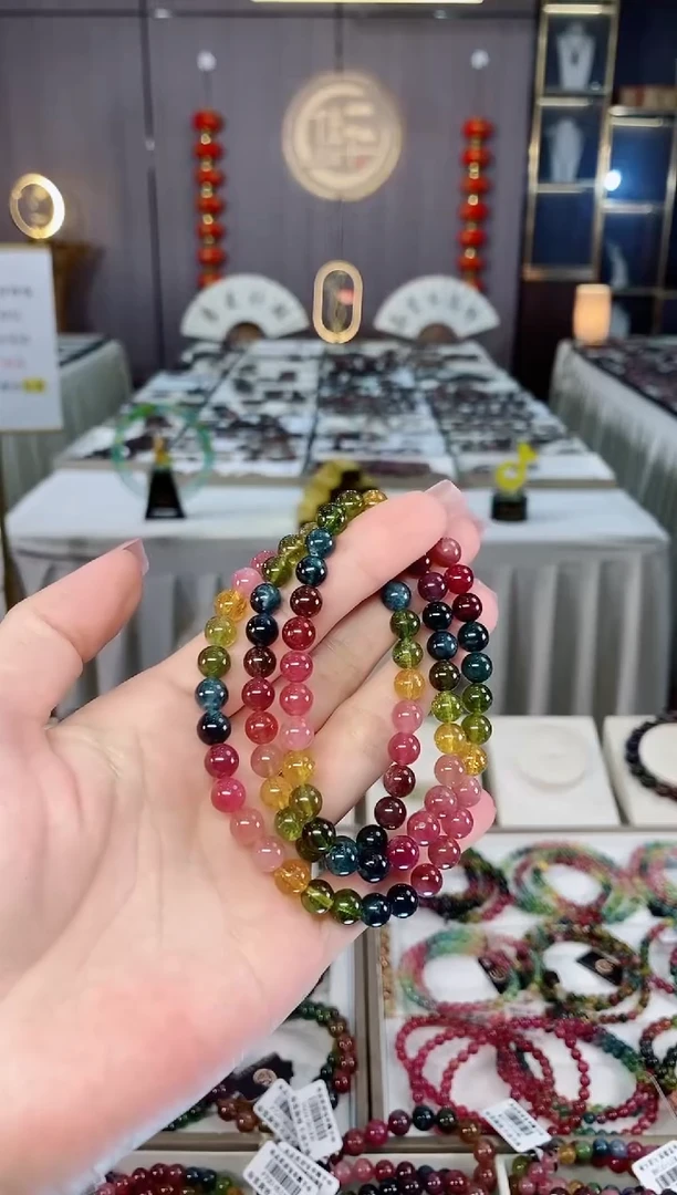 未镶嵌老矿碧玺三圈手串6mm+碧玺dan多样性发货一条