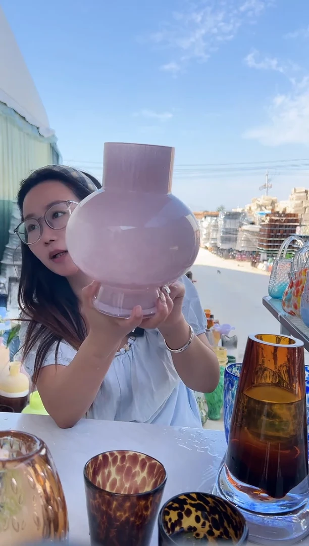 插花现代客厅摆件玻璃花瓶