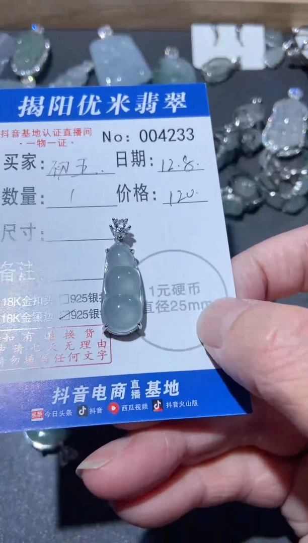 颈饰银S925镶嵌翡翠初**蛰 银S925镶嵌