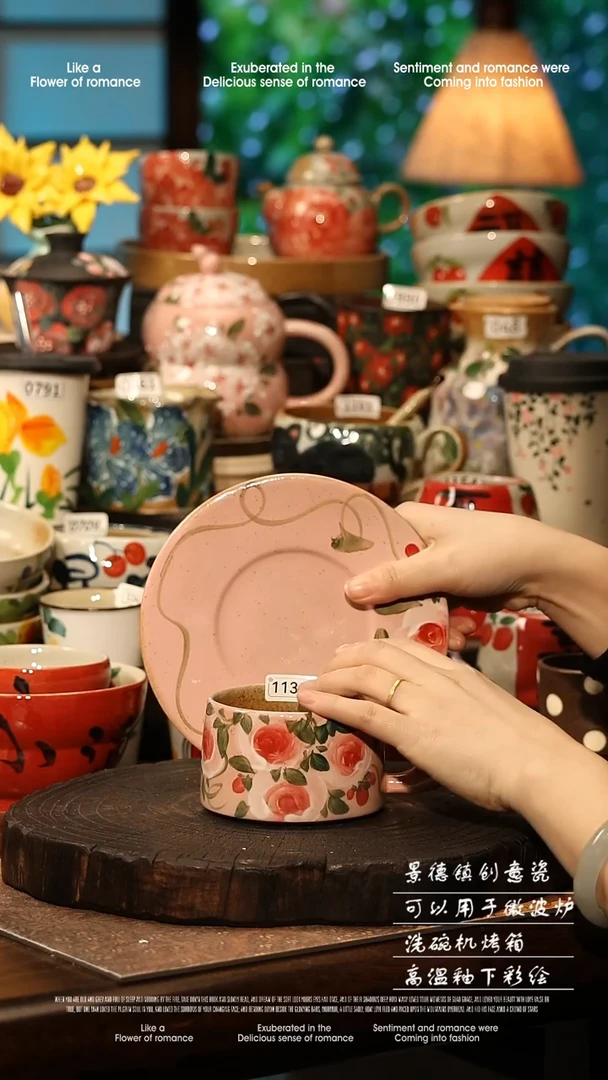 陶瓷景德镇高温釉下彩手工手绘款式@A1139@