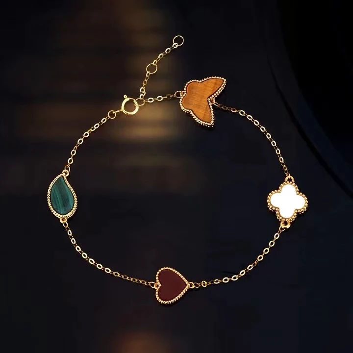 五花 蝴蝶多宝手链 18k金镶嵌 k黄 典雅百搭轻奢感 多规格