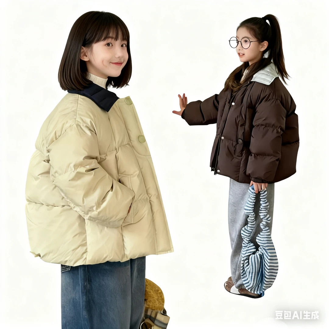 女童棉服冬款2025新款洋气短款面包服外套棉服儿童冬装
