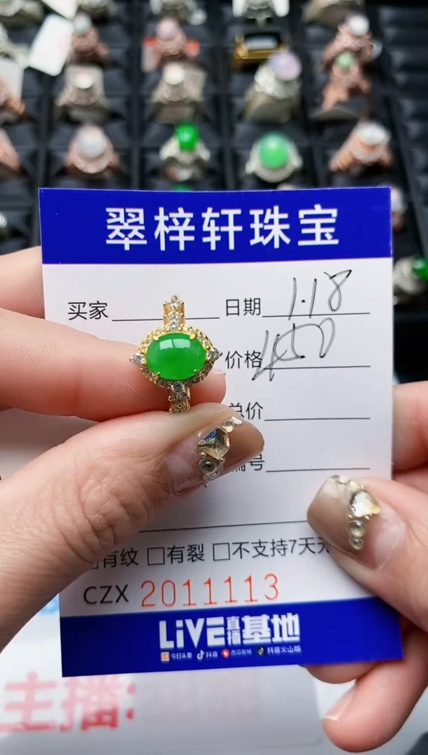 【闪购商品】翡翠戒指银S925镶嵌1113