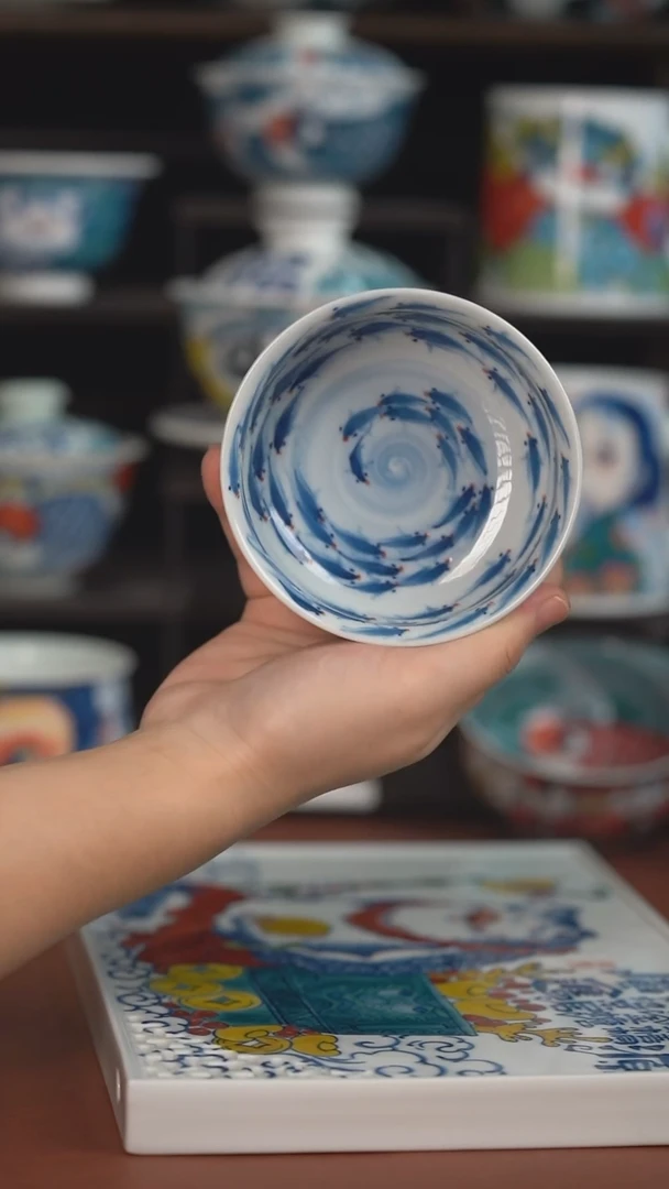 老师作品百鱼矮卢氏杯（微瑕价格）