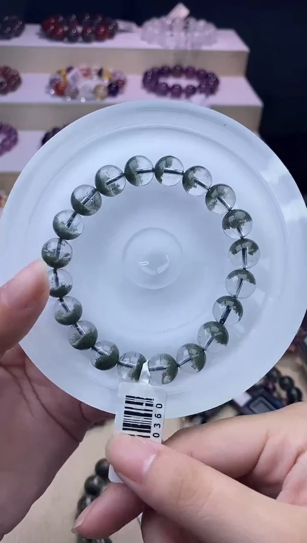 水晶手链未镶嵌聚宝盆绿幽灵9m+