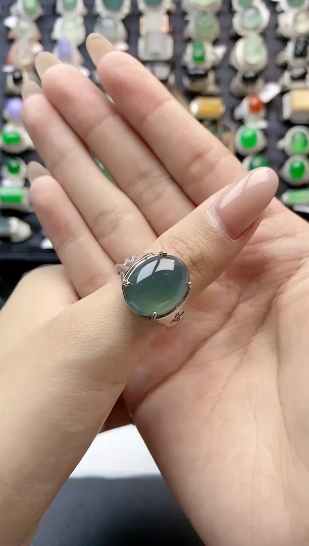 【闪购商品】翡翠戒指银S925镶嵌天然A货翡翠戒指