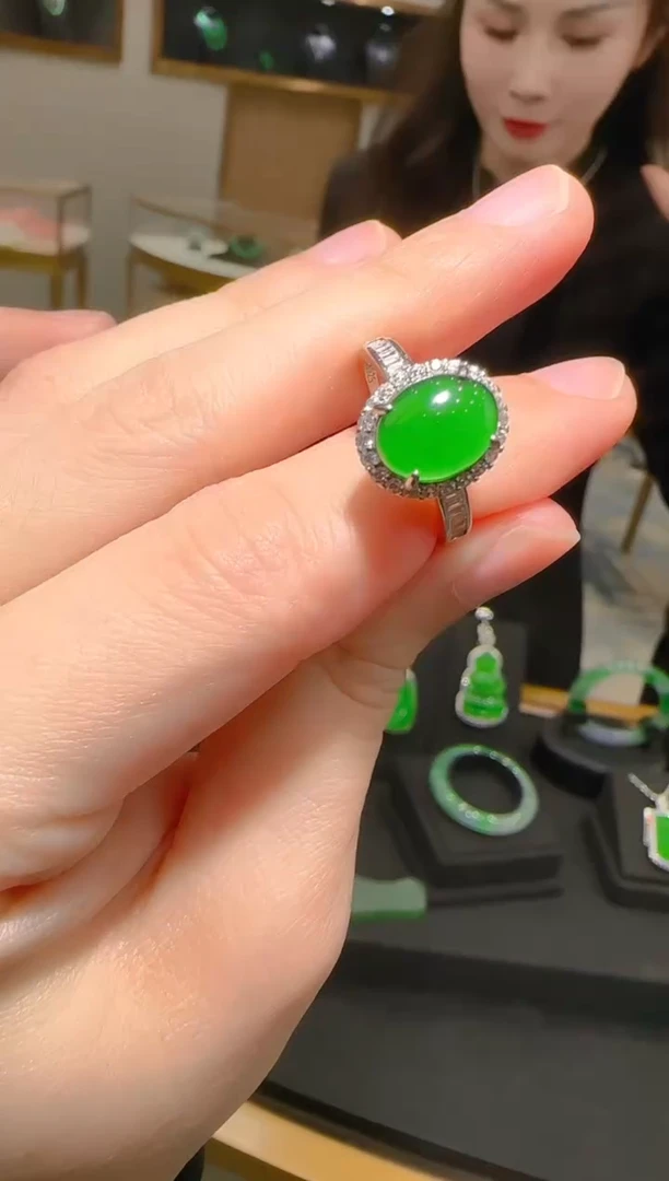 【闪购商品】翡翠戒指银S925镶嵌天然翡翠A货多样性发一件