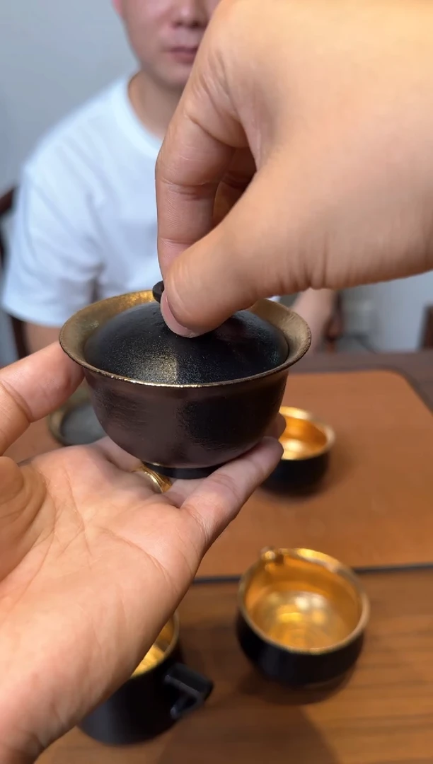 霖松堂 赤金 盖碗