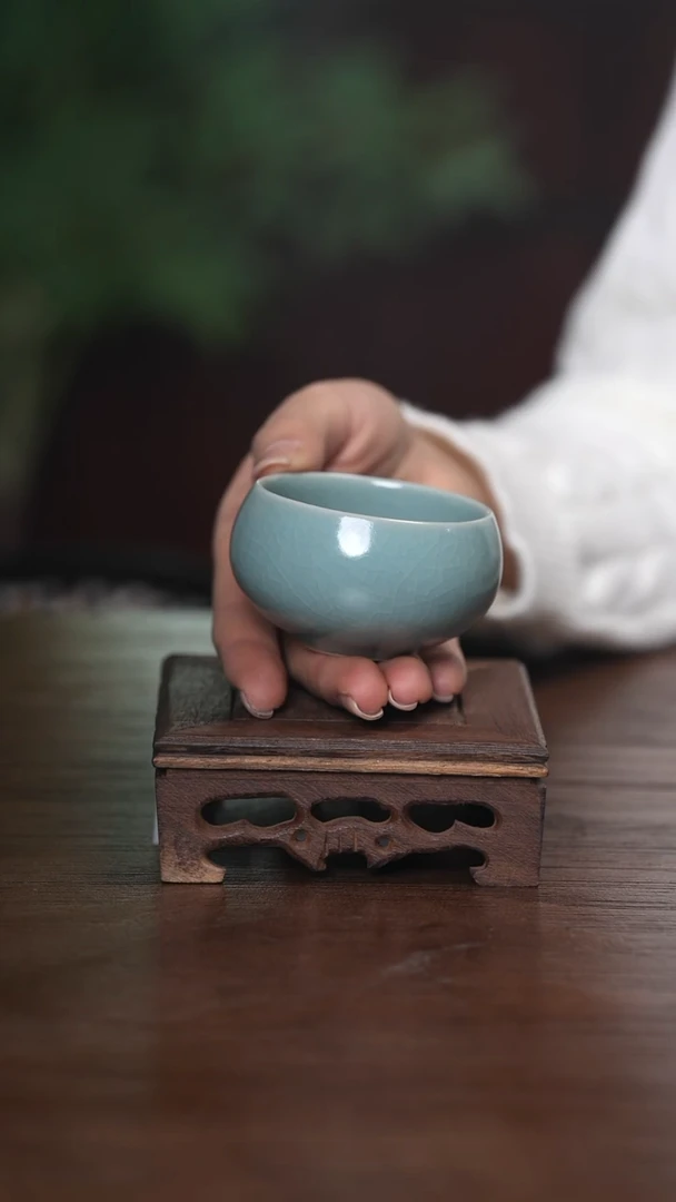 【闪购商品】清凉寺原产地仿古釉手工汝瓷禅定杯