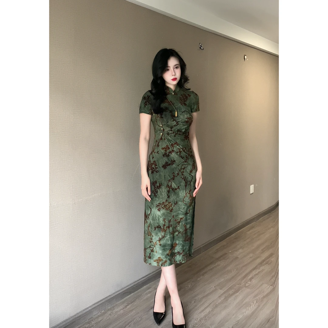 【妄春山】绫曦2025春夏新款气质优雅复古旗袍裙