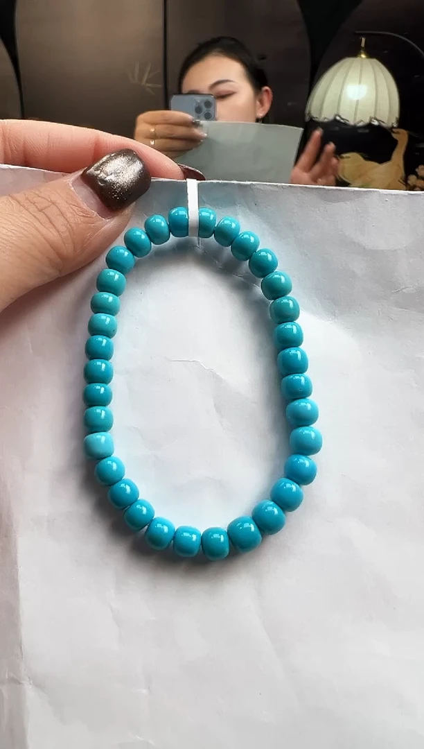 未镶嵌绿松石手串过***天1卡6mm+